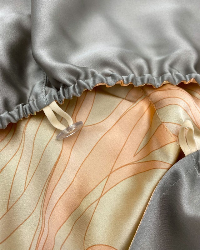 Тюрбан MALLOW Silk двосторонній: натуральний шовк 100% колір ванільний світанок - срібло 1235 фото
