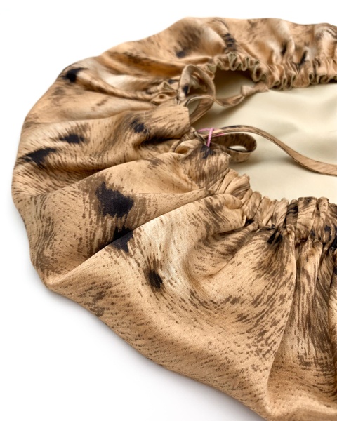 Шовкова шапочка для сну MALLOW Silk 100% шовк, колір леопард-латте 1050 фото