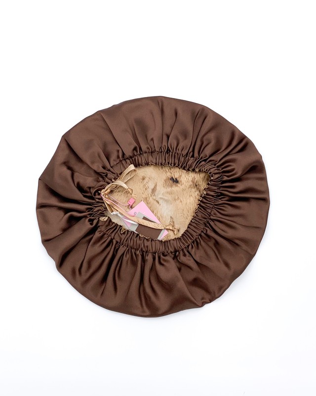 Шовкова шапочка для сну MALLOW Silk 100% шовк, колір шоколад-леопард 1039 фото