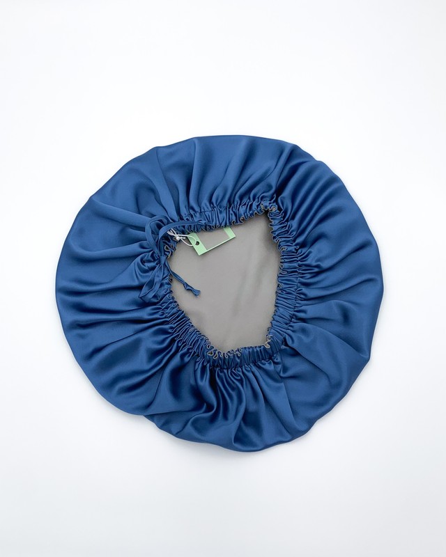 Шовкова шапочка для сну MALLOW Silk 100% шовк, колір срібло-небо 1031 фото