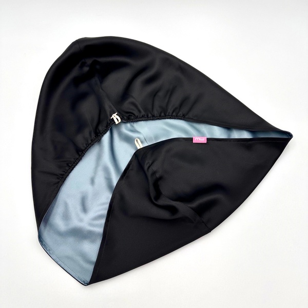 Тюрбан MALLOW Silk двосторонній: 100% шовк, колір чорний-небесний 12389 фото