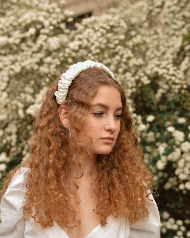 Обруч для волосся MALLOW Silk 100% шовк білий розмір L 987 фото