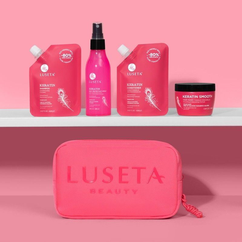 Набір для пошкодженого волосся з косметичкою Luseta Beauty Keratin Jet-Set Hair Smooth Kit 021574 фото