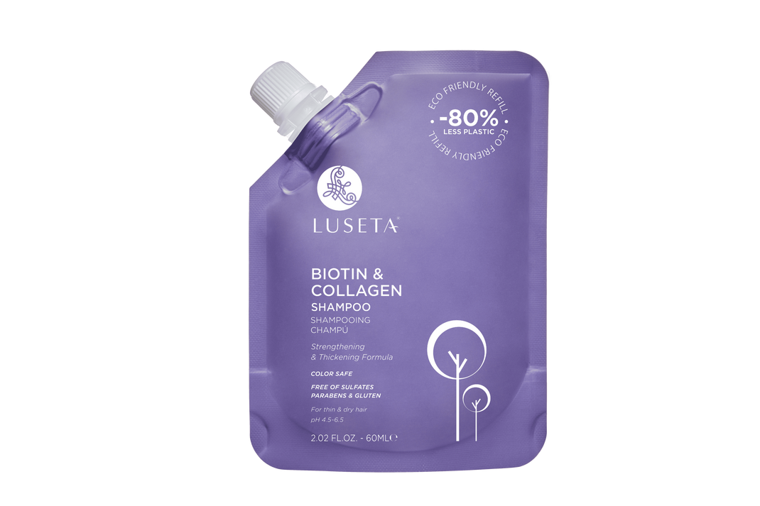 Набір для тонкого та ламкого волосся з косметичкою Luseta Beauty Biotin & Collagen Jet-Set Hair Strengthen Kit 02155 фото