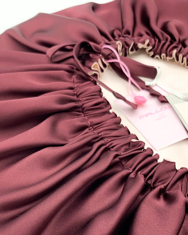Шовкова шапочка для сну MALLOW Silk 100% шовк, колір вино-ваніль 1042 фото
