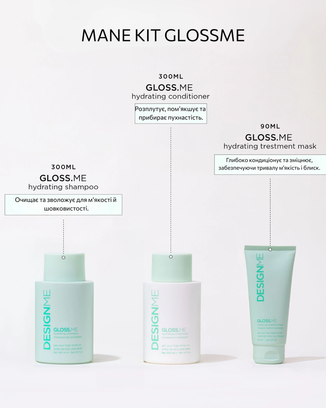 Набір для глибокого зволоження та зміцнення DESIGNME HYDRATION SHINE MANE KIT 0367 фото