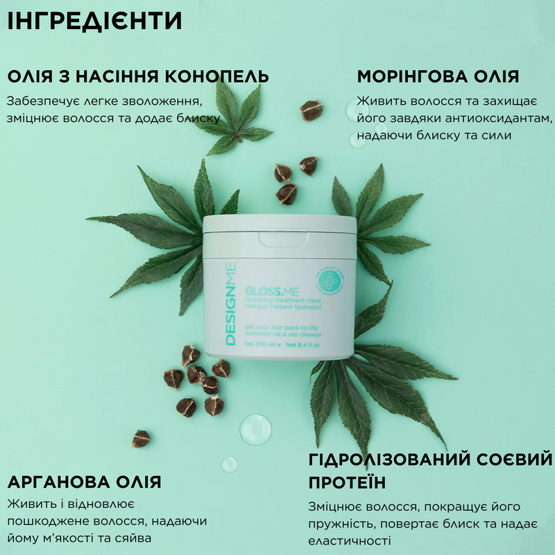 Інтенсивно зволожуюча та зміцнююча маска Hydrating Treatment Mask DESIGNME 0194_90 фото