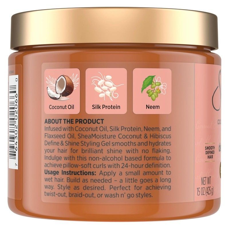 Гель для чітких, пружних та блискучих кучерів Shea Moisture Coconut & Hibiscus + Flaxseed Define & Shine Styling Gel 106570 фото