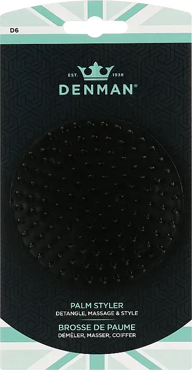 Щітка для масажу шкіри голови та розплутування волосся Denman Brushes D6 Palm Styler Black