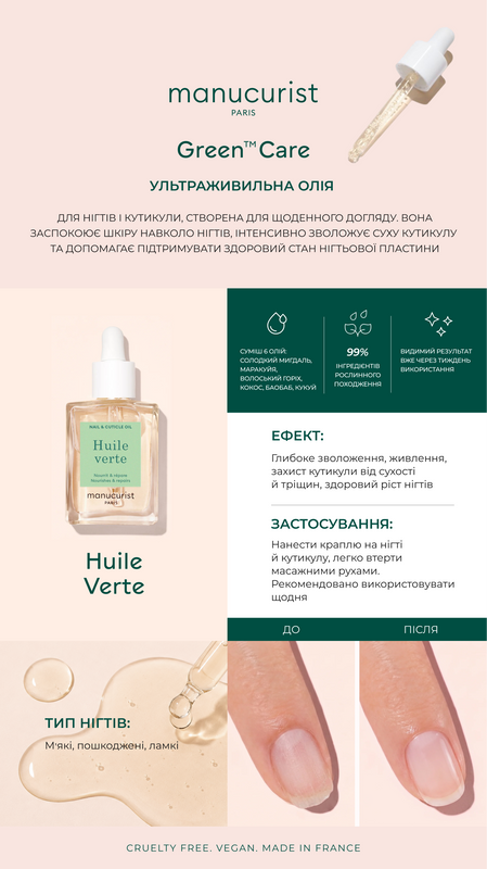 Олія для зволоження нігтьової пластини та кутикули Manucurist Huile Verte mc3 фото