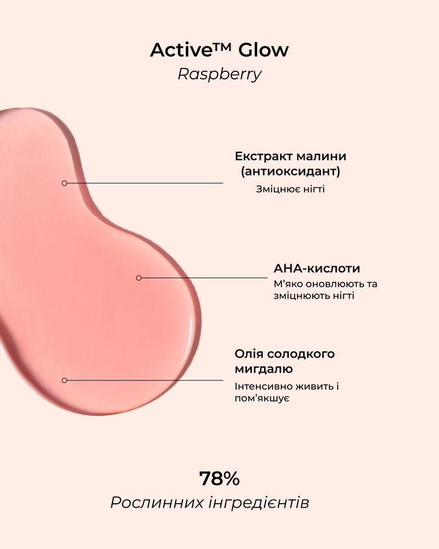 Лак для нігтів з персиково-рожевим глянцевим ефектом Manucurist Active Glow Raspberry  mc6 фото