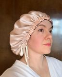 Шовкова шапочка для сну розмір XL MALLOW silk 100% шовк для густого і довгого волосся MSSxl02 фото